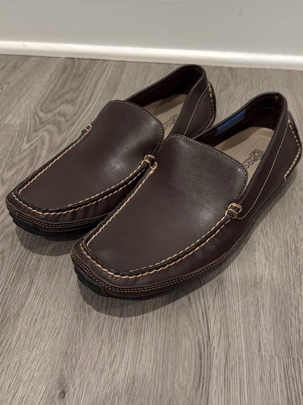 Rockport Dark Brown Leather Slip-On Driving Loafers
